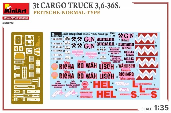 MiniArt 38079 3t CARGO TRUCK 3,6-36S. PRITSCHE-NORMAL-TYPE 1/35