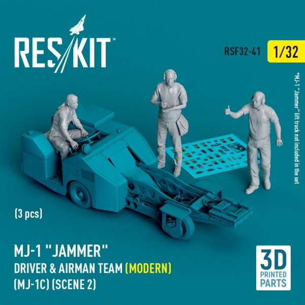 RESKIT RSF32-0041 MJ-1 "Jammer" Driver &amp; airman team (Modern) (MJ-1C) (scene 2) (3 pcs) (3D Printed) (1/32)