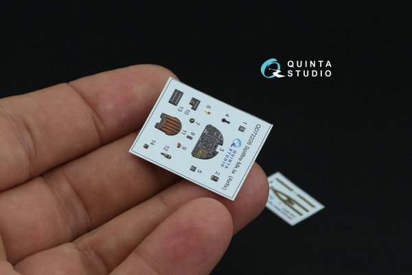 Quinta Studio QD72226 Spitfire Mk.Iа 3D-Printed &amp; coloured Interior on decal paper (Airfix) 1/72