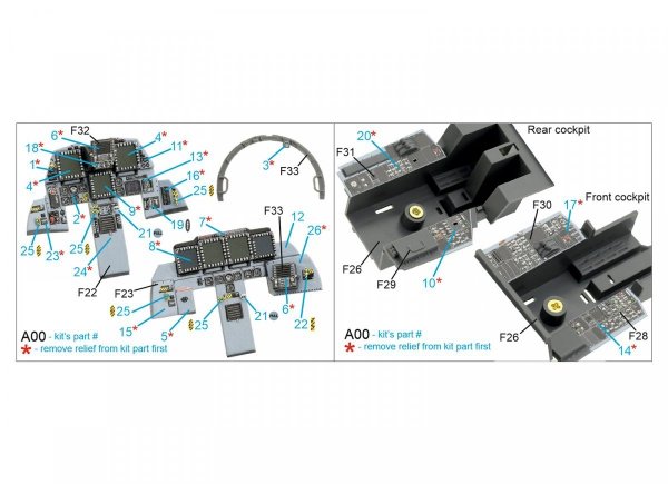 Quinta Studio QDS-32119 F-15E 3D-Printed &amp; coloured Interior on decal paper ( Tamiya ) (small version) 1/32