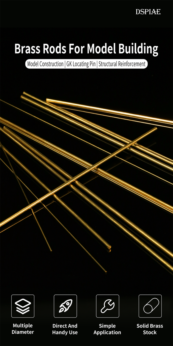 DSPIAE BB-1.0 Brass Rods For Model Building 1.0mm (8 PCS) / pręty miedziane