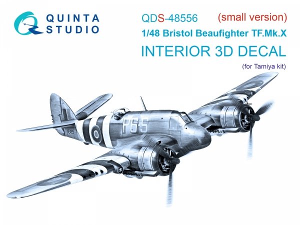 Quinta Studio QDS-48556 Bristol Beaufighter TF.Mk.X 3D-Printed &amp; coloured Interior on decal paper (Tamiya) (small version) 1/48