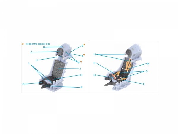 Quinta Studio QR+32040 K-36L (early) ejection seat (for Su-25 aircraft until 2007) (All kits) 1/32