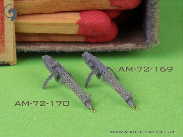 Master AM-72-169 Niemiecki km z okresu I w.św. Spandau LMG 08/15 (2 szt.) - z KRÓTKĄ rączką przeładowania - wydruki 3D i mosiężne lufy 1/72