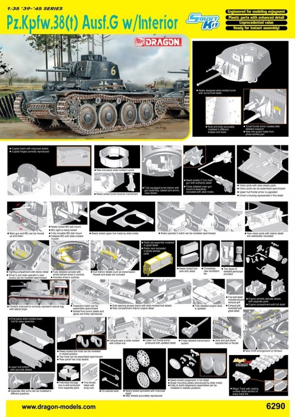 Dragon 6290 Pz.Kpfw.38(t) Ausf.G w/Interio (1:35)