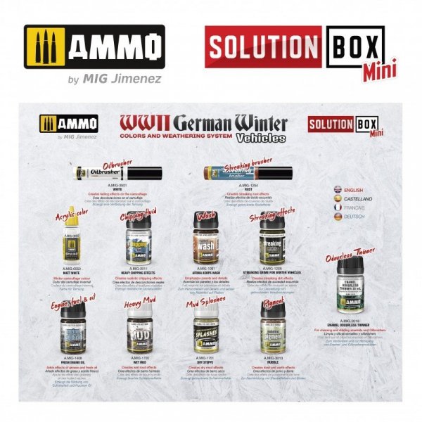 AMMO of Mig Jimenez 6601 How to paint WWII German winter vehicles (Solution book)  Multilingual