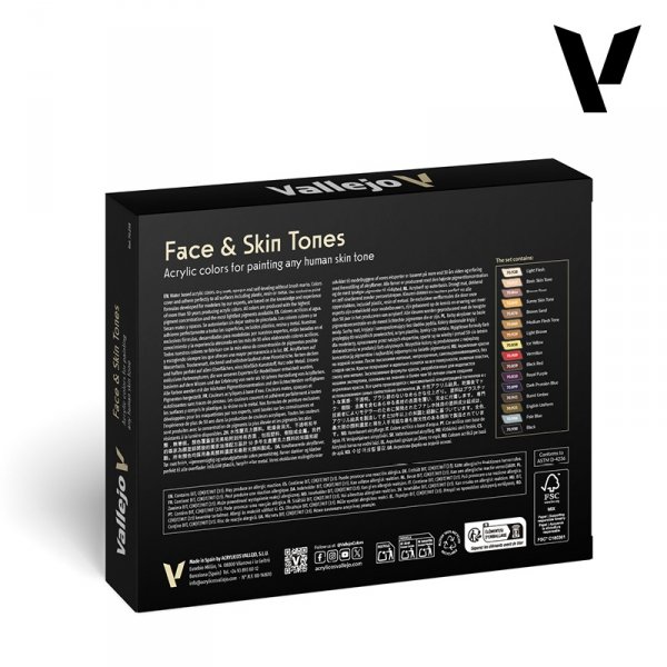 Vallejo 70258 Face &amp; Skin Tones 16x18ml