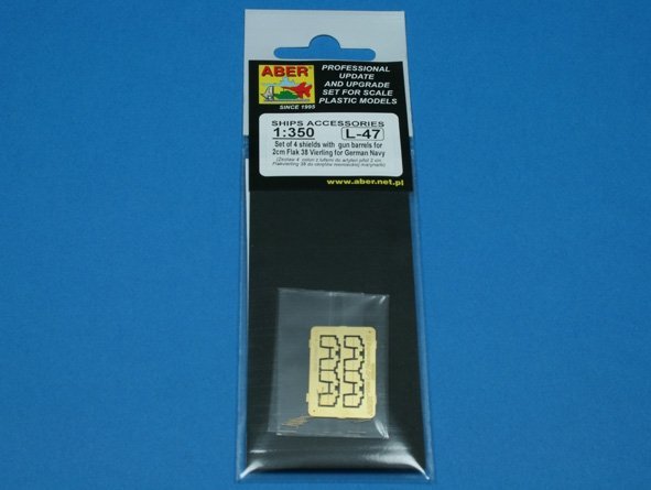 Aber 350L-47 Set of 16 pcs 2cm barrels for German Flakvierling 38 with shields (1:350)
