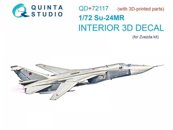 Quinta Studio QD+72117 Su-24MR 3D-Printed coloured Interior on decal paper (Zvezda) (with 3D-printed resin part) 1/72