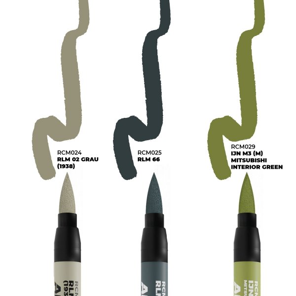 AK Interactive RCM110 WWII AXIS AIRCRAFT COCKPIT COLORS – RC MARKERS SET RCM024 RCM025 RCM029
