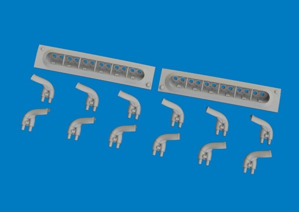Eduard 6481061 P-40 exhaust stacks fishtail PRINT Eduard 1/48