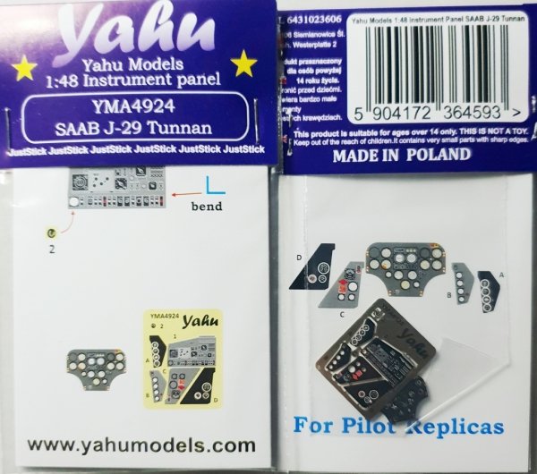 Yahu YMA4924 SAAB J-29 Tunnan (Pilot Replicas) 1/48