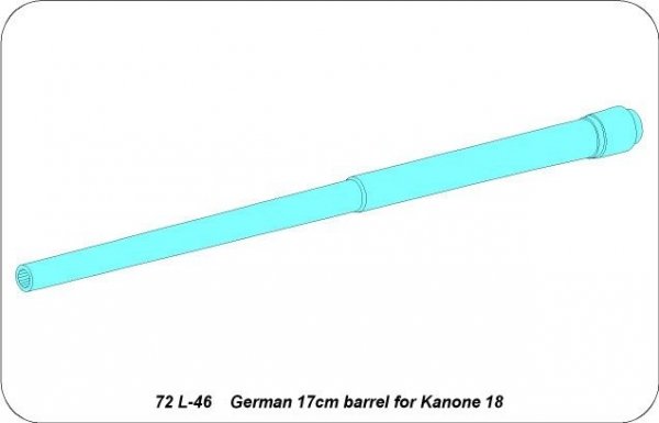 Aber 72L-46 Lufa 17cm do niemieckiej armaty typu18 / German 17cm barrel for Kanone 18 1/72