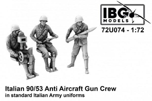 IBG 72U074 Italian 90/53 Anti Aircraft Gun Crew in standard uniforms (3d printed set - 3 figures) 1/72