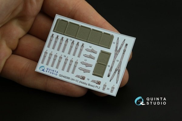 Quinta Studio QD48286 UH-1C 3D-Printed &amp; coloured Interior on decal paper (HobbyBoss) 1/48