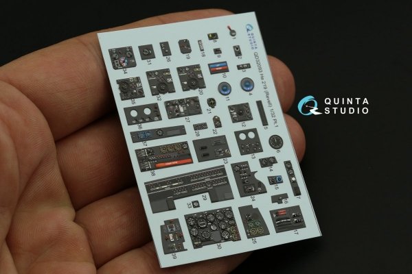 Quinta Studio QD32093 He 219 3D-Printed &amp; coloured Interior on decal paper ( Revell ) 1/32