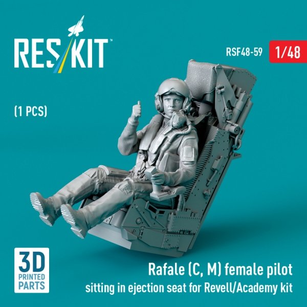 RESKIT RSF48-0059 Rafale (C, M) female pilot sitting in ejection seat for Revell/Academy kit (1 pcs) (3D Printed) 1/48