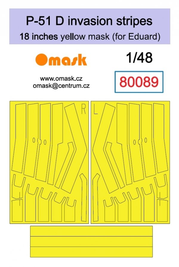 Omask 80089 P-51 D invasion stripes 18 inches - yellow mask (for Eduard) 1/48
