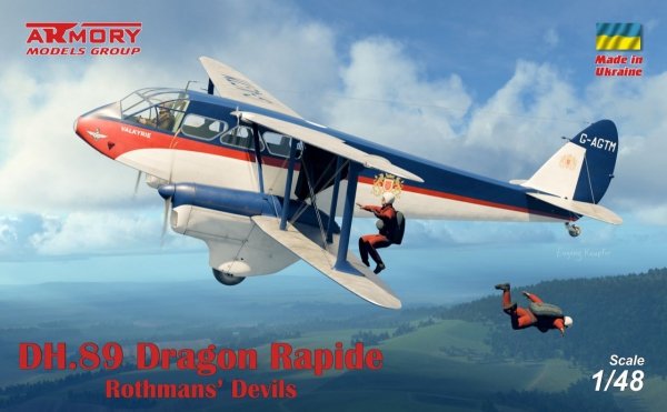Armory Models 48014 DH.89 Dragon Rapide, Short-Haul Airliner / Multipurpose Aircraft, “Rothmans' Devils” liveries 1/48