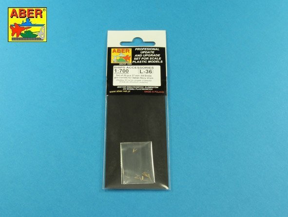 Aber 700 L-36 Set of 20 pcs 37 mm /54 Breda gun barrels for Italian Navy ships (1:700)