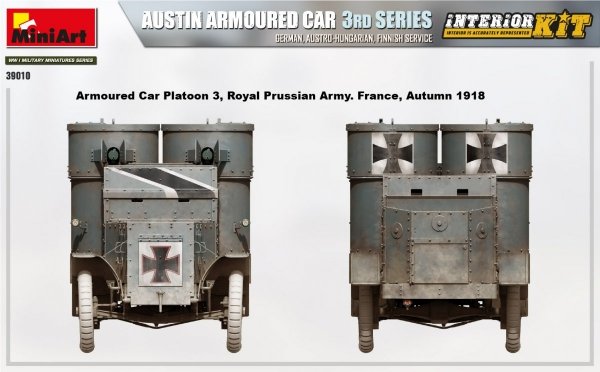 Miniart 39010 AUSTIN ARMOURED CAR 3rd SERIES: GERMAN, AUSTRO-HUNGARIAN, FINNISH SERVICE. INTERIOR KIT 1/35