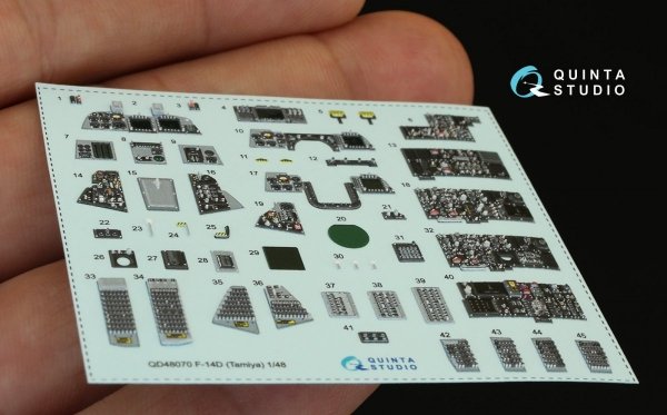 Quinta Studio QD48070 F-14D 3D-Printed &amp; coloured Interior on decal paper (for Tamiya kit) 1/48