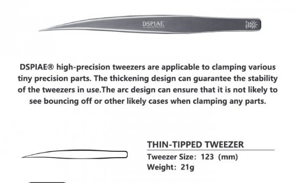 DSPIAE AT-TZ01 Thin-Tipped Tweezer / Pęseta z cienką końcówką
