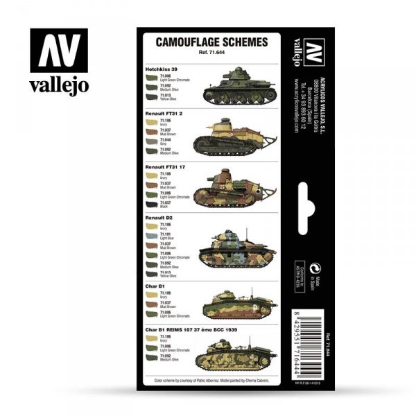 Vallejo 71644 French Camo Colors Pre-War &amp; WWII 8 x 17 ml