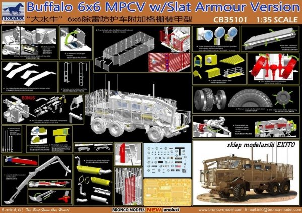 Bronco CB35101 Buffalo 6x6 MPCV w/Slat Armour Version (1:35)