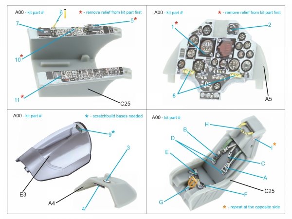 Quinta Studio QD48621 A-4E Skyhawk 3D-Printed &amp; coloured Interior on decal paper ( Hobby Boss ) 1/48