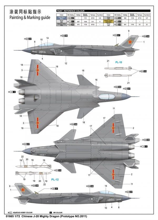 Trumpeter 01665 Chinese J-20 Mighty Dragon 1/72