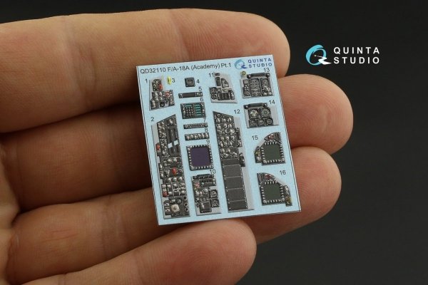 Quinta Studio QDS-32110 F/A-18A 3D-Printed &amp; coloured Interior on decal paper (Academy) (Small version) 1/32