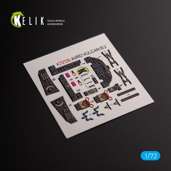 KELIK K72135 AVRO VULCAN B.2 Front cockpit - interior 3D decals for Airfix kit 1/72