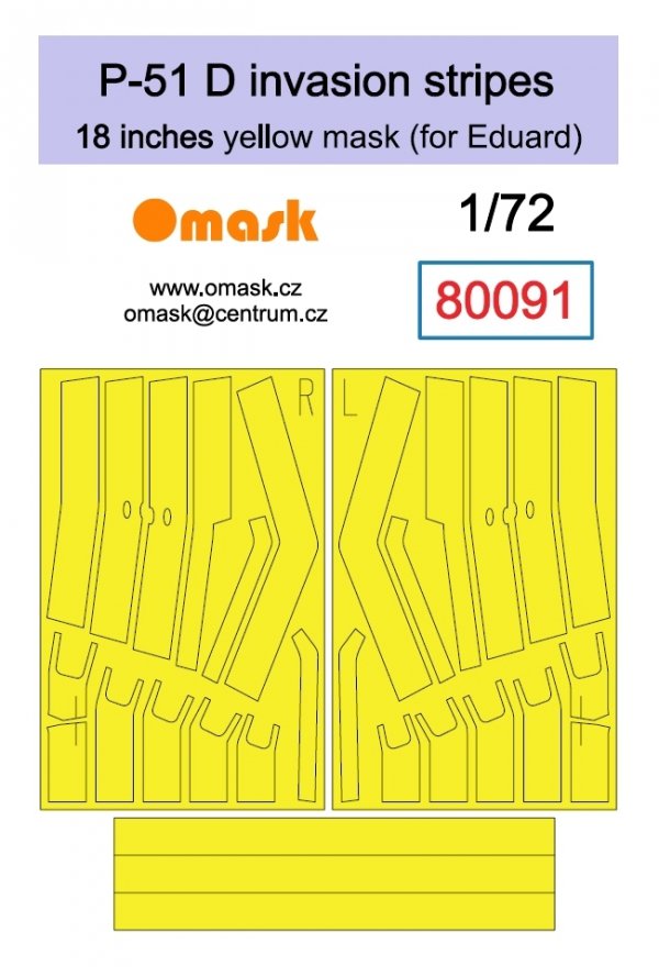 Omask 80091 P-51 D invasion stripes 18 inches - yellow mask (for Eduard) 1/72