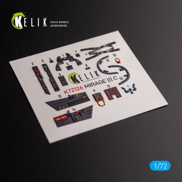 KELIK K72126 MIRAGE III C - interior 3D decals for Modelsvit kit 1/72