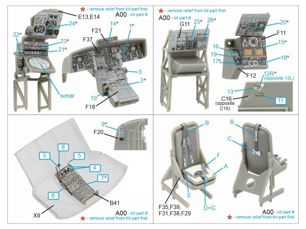 Quinta Studio QD48430 Westland Sea King HAS.5 3D-Printed &amp; coloured Interior on decal paper (Airfix) 1/48