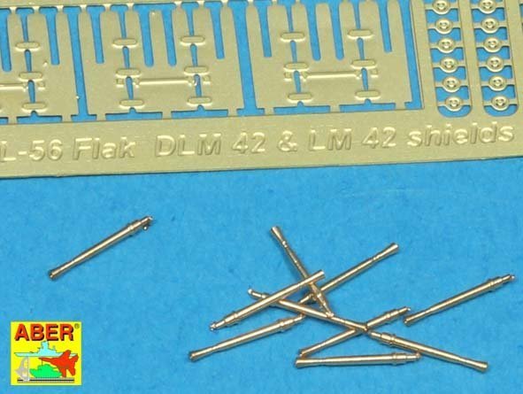 Aber 350L-56 Ships gun barrels in 1/350 scale Set of 10 pcs 3,7cm barrels for German Flak 42 with shields (1:350)