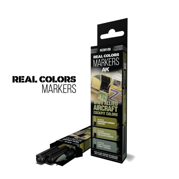 AK Interactive RCM109 WWII ALLIED AIRCRAFT COCKPIT COLORS – RC MARKERS SET RCM022 RCM023 RCM028
