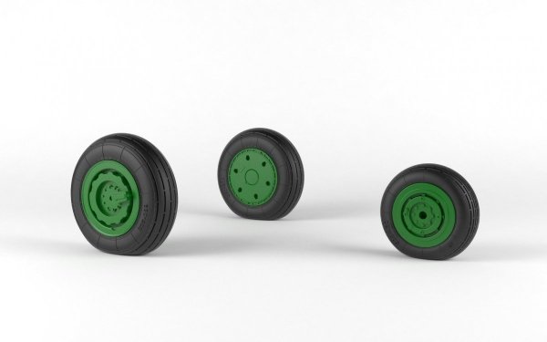 Armory Models AW48027 Mikoyan MiG-21 Fishbed wheels w/ weighted tires, early 1/48