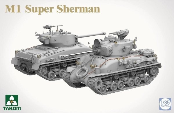Takom 2195W M4A1(76w)HVSS + M1 Super Sherman + US Army Tank Crewman - Limited Edition Sherman² Box 1/35