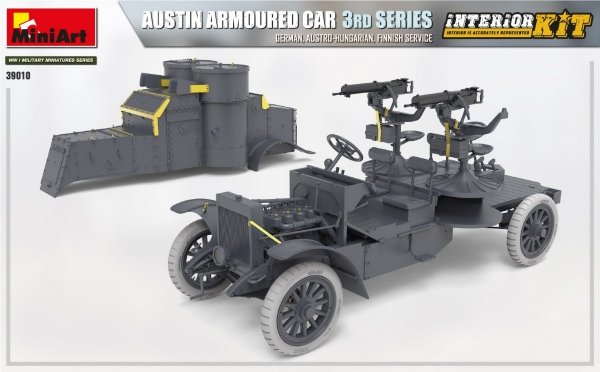 Miniart 39010 AUSTIN ARMOURED CAR 3rd SERIES: GERMAN, AUSTRO-HUNGARIAN, FINNISH SERVICE. INTERIOR KIT 1/35