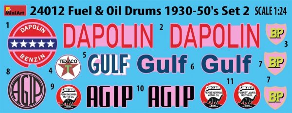 MiniArt 24012 Fuel and Oil Drums 1930-50’s Set 2 1/24
