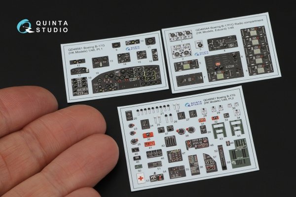 Quinta Studio QDS-48561 Boeing B-17G 3D-Printed &amp; coloured Interior on decal paper (HK models) (small version) 1/48