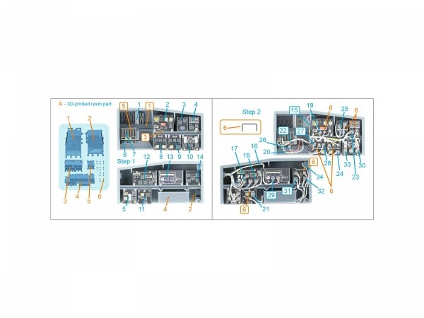 Quinta Studio QD+35144 AH-64A forward avionics bays 3D-Printed &amp; coloured Interior on decal paper (Trumpeter) (with 3D-printed resin parts) 1/35