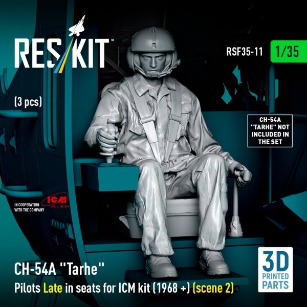 RESKIT RSF35-0011 CH-54A &quot;Tarhe&quot; Pilots Late in seats for ICM kit (1968 +) (scene 2) (3 pcs) (3D Printed) 1/35