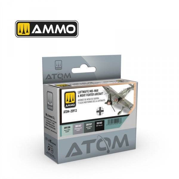 AMMO by Mig Jimenez 20913 TOM Acrylic Paint: Luftwaffe Mid-War Night Fighter Aircraft Set 4x20ml