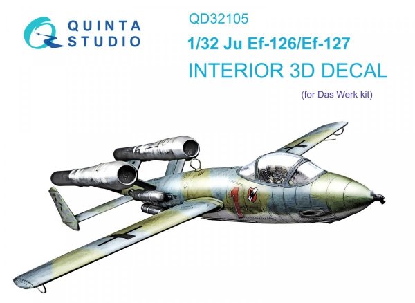 Quinta Studio QD32105 Ju EF 126/EF 127 3D-Printed &amp; coloured Interior on decal paper (Das Werk) 1/32