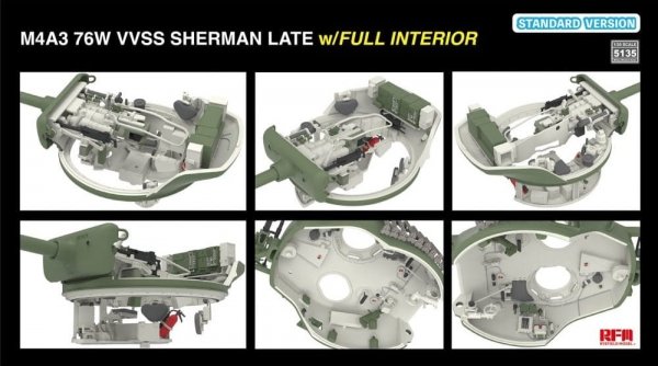 Rye Field Model 5135 M4A3 76W VVSS Sherman Late Standart Version Full Interior 1/35