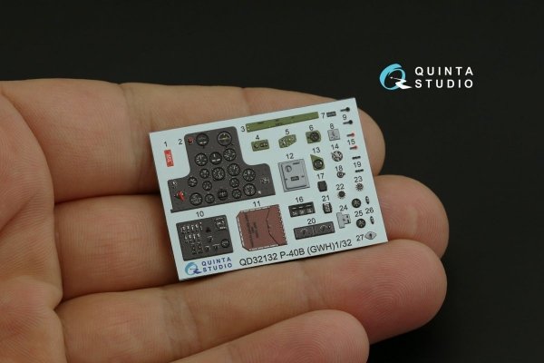 Quinta Studio QD32132 P-40B 3D-Printed &amp; coloured Interior on decal paper (GWH) 1/32