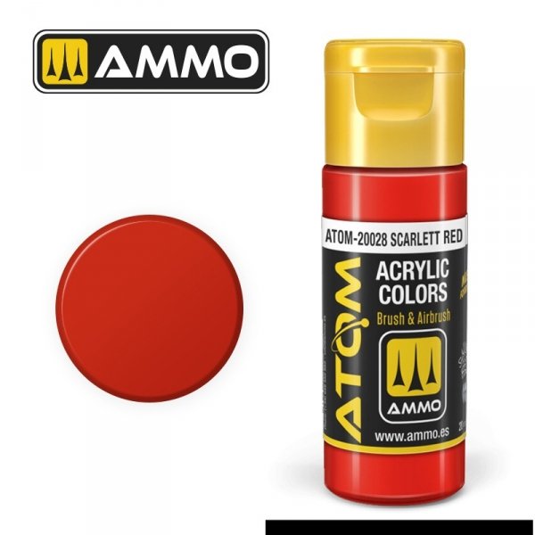 AMMO of Mig Jimenez 20028 ATOM COLOR Scarlet Red 20ml